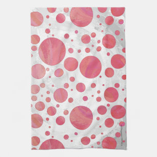 Salmon Swirl Dot Pattern Tea Towel