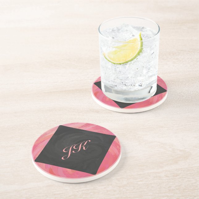Salmon Swirl Monogram Coaster (Side)
