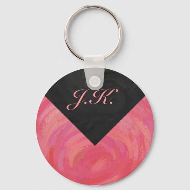 Salmon Swirl Monogram Key Ring (Front)