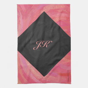 Salmon Swirl Monogram Tea Towel
