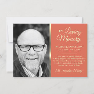 Salmon Sympathy Funeral Memory THANK YOU Photo Card