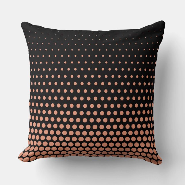 Salmon Techno Dots Modern Black Cushion (Front)