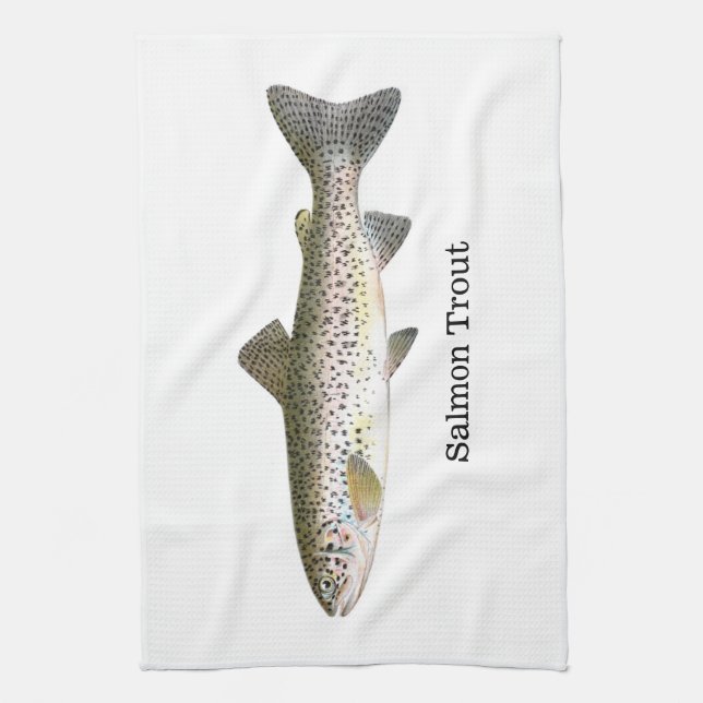 Salmon Trout Fish Tea Towel (Vertical)