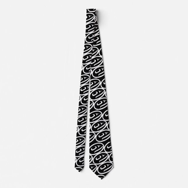 Salmon Trout Head Black & White Tie (Back)