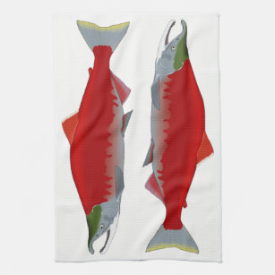 Salmon Twins Tea Towel
