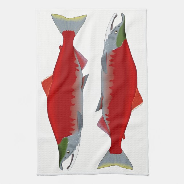 Salmon Twins Tea Towel (Vertical)