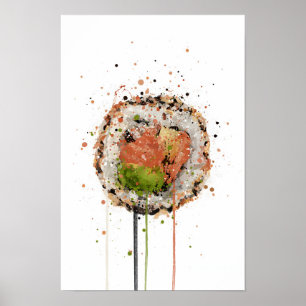 Salmon Uramaki Sushi Poster