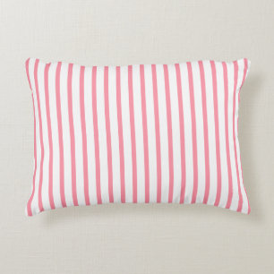 Salmon White Stripes Teal Name Decorative Cushion