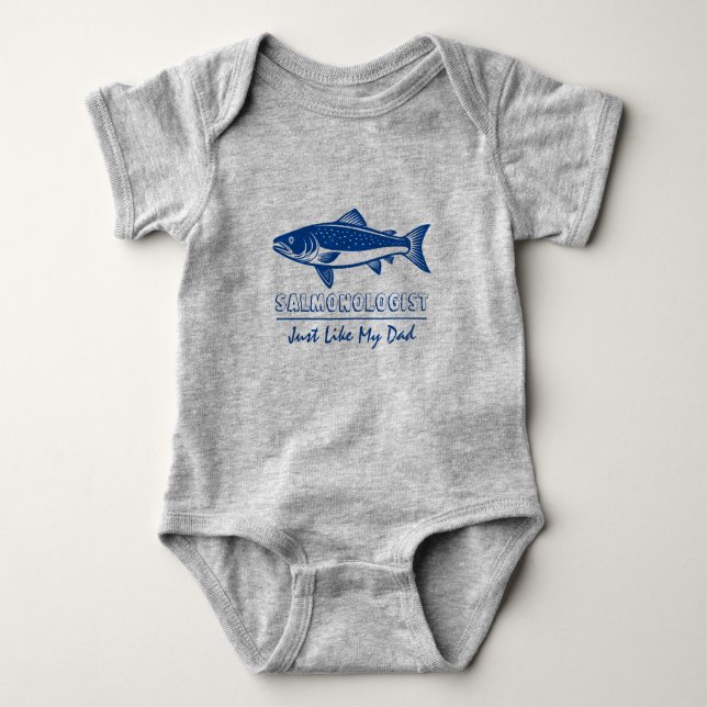 Salmonologist Funny Salmon Fishing Baby Bodysuit (Front)