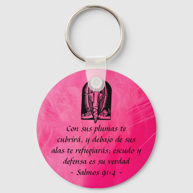 Salmos 91:4 keychain Spanish (Front)