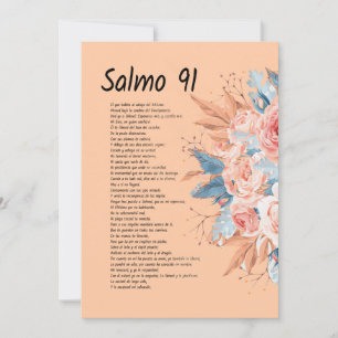 Salmos 91, Bible verse with beautiful floral Save The Date