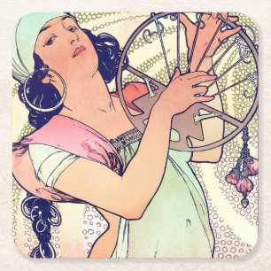 Salome, Alphonse Mucha Square Paper Coaster