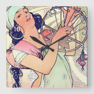 Salome, Alphonse Mucha Square Wall Clock