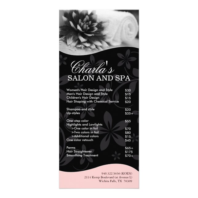 Salon and Spa Service Menu (Front)