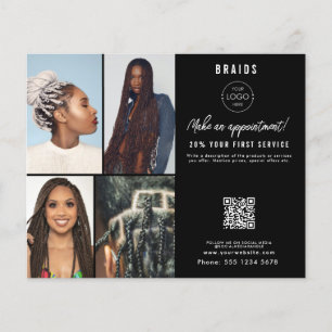 Salon Appointment Hair Braids Business Logo Photos Flyer