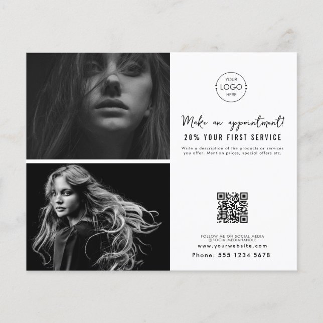 Salon Appointment Hair Makeup Nails Business Logo Flyer (Front)