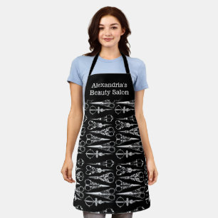 Salon Apron Black Scissors Custom Salon Name