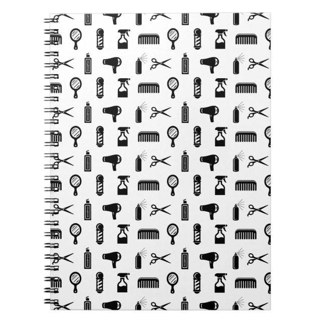Salon & Barber Hairdresser Pattern CUSTOM COLOR Notebook (Front)