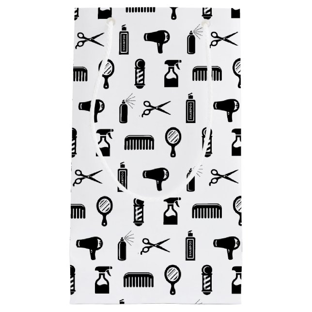 Salon & Barber Hairdresser Pattern CUSTOM COLOR Small Gift Bag (Front)