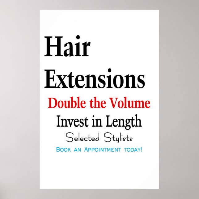 Salon Barbershop Poster Hair Extensions Length (Front)