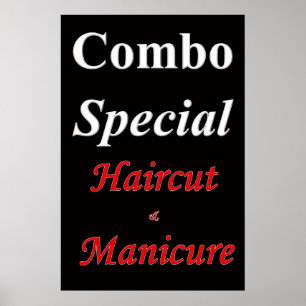 Salon Barbershop Posters Combo Haircut & Manicure