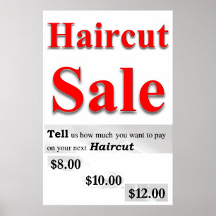 Salon Barbershop Posters Haircut Sale How much Pay