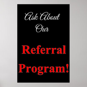 Salon Barbershop Posters Referral Program Red Blck