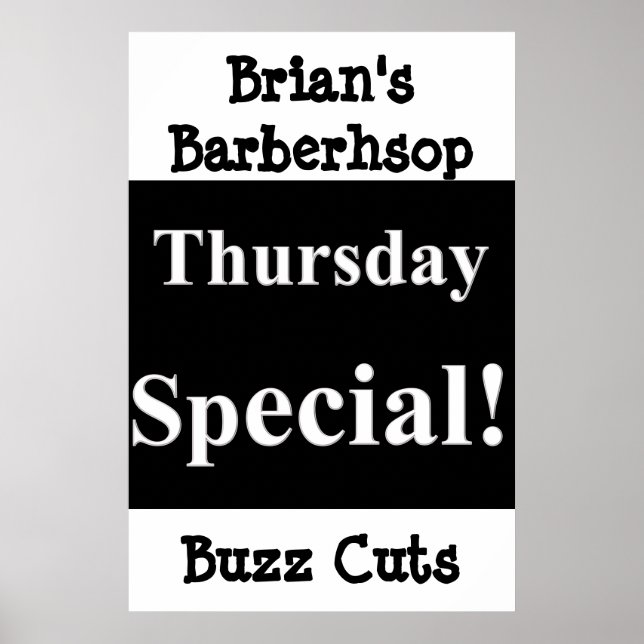 Salon Barbershop Posters Thursday Buzz Cuts (Front)