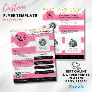⭐️SALON BEAUTY PINK GOLD GIRL Simple LOGO Template Flyer