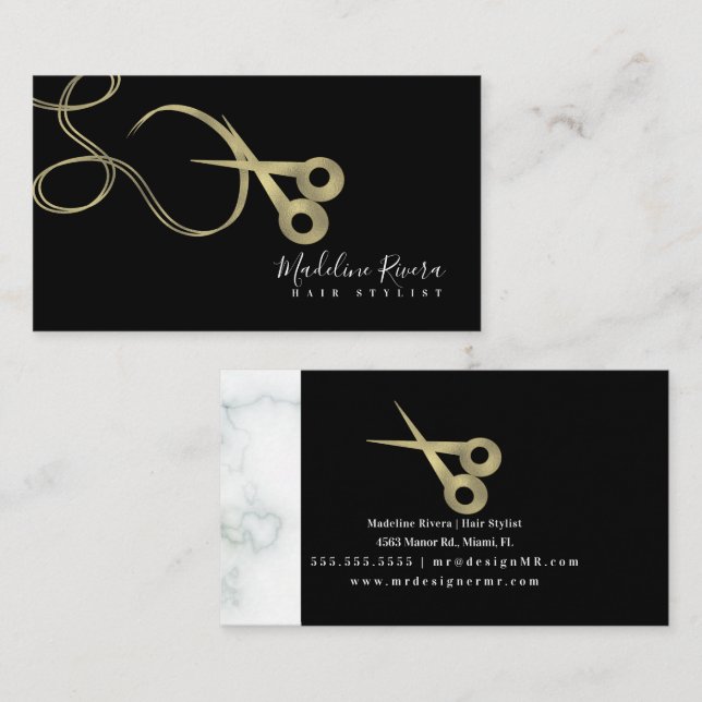 Salon Beauty Scissor Faux Gold Business Card (Front/Back)