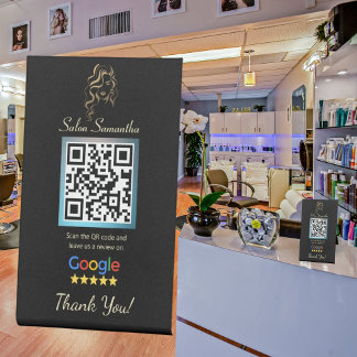 Salon Black Google Review Pedestal Stand Sign