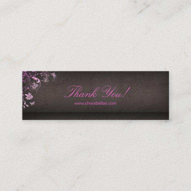 Salon Bookmark Spa Butterfly Floral pink Mini Business Card (Front)