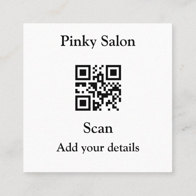 Salon business card add your logo Q R code name te (Back)