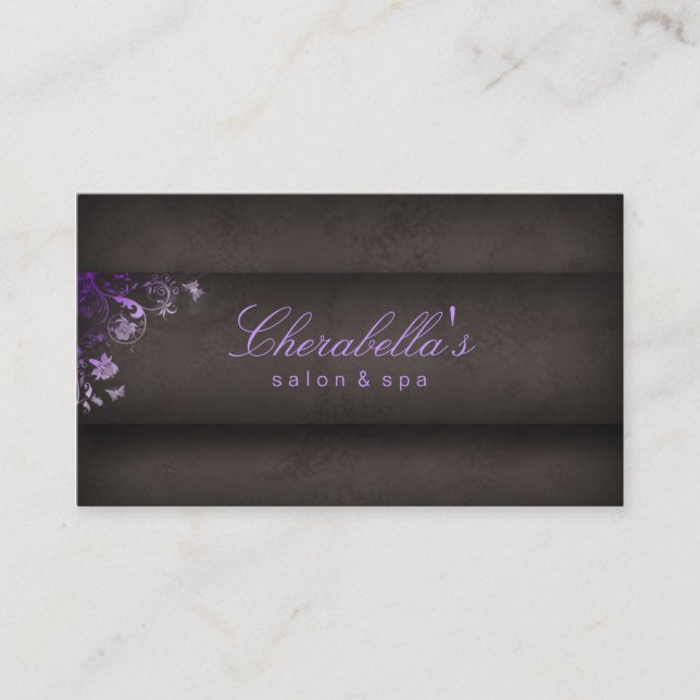 Salon Business Card Spa Butterfly Purple (Front)
