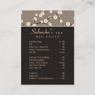 Salon Business Card spa cherry blossom brown 2