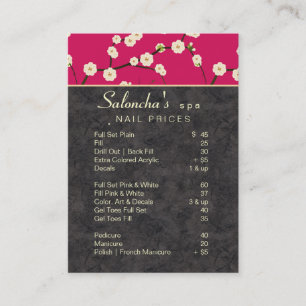 Salon Business Card spa cherry blossom hot pink