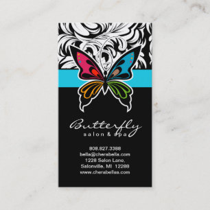 Salon Business Cards Spa Butterfly Colourful Blue