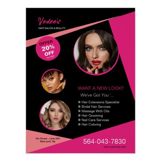 Salon Business Custom Glossy Poster (Front)