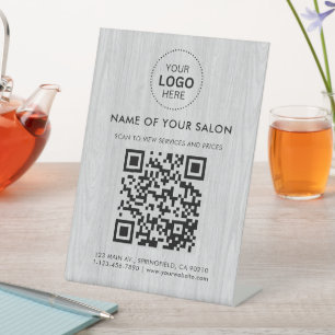 Salon Business QR Code and Logo Pedestal Sign