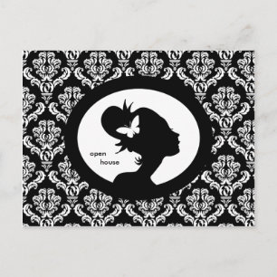 Salon Card Butterfly Woman Silhouette