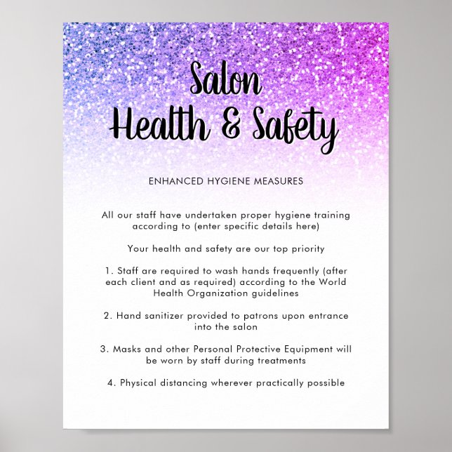 Salon Covid Health Safety Poster Mermaid Glitter (Front)