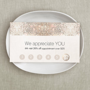 Salon Customer Loyalty 6 Punch Silver Sequin Card