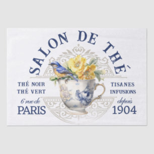 Salon de Thé Tearoom French Bird Teacup Decoupage Tissue Paper