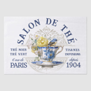 Salon de Thé Tearoom French Bird Teacup Decoupage Tissue Paper