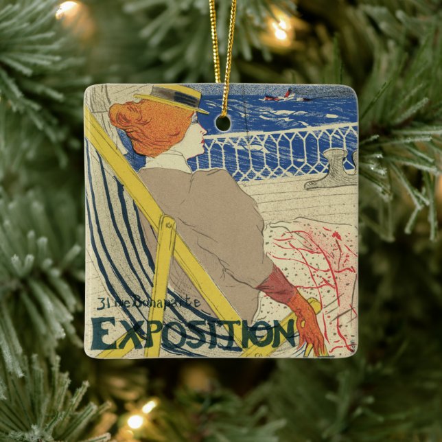 Salon des Cents by Toulouse Lautrec, Art Nouveau Ceramic Ornament (Tree)