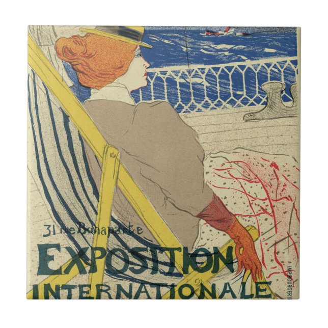 Salon des Cents by Toulouse Lautrec, Art Nouveau Ceramic Tile (Front)