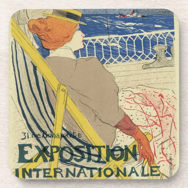 Salon des Cents by Toulouse Lautrec, Art Nouveau Coaster (Front)