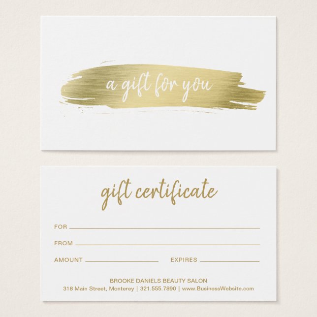 Salon Elegant Business Gold Gift Certificate (Front & Back)