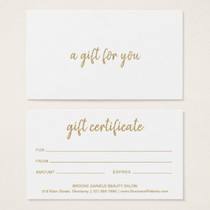Salon Elegant Gold Business Gift Certificate