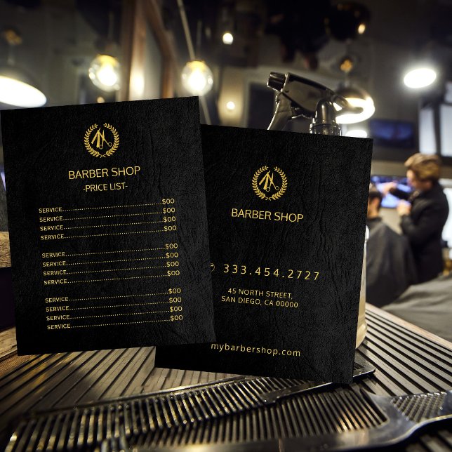 Salon elegant modern black price list service menu (Creator Uploaded)